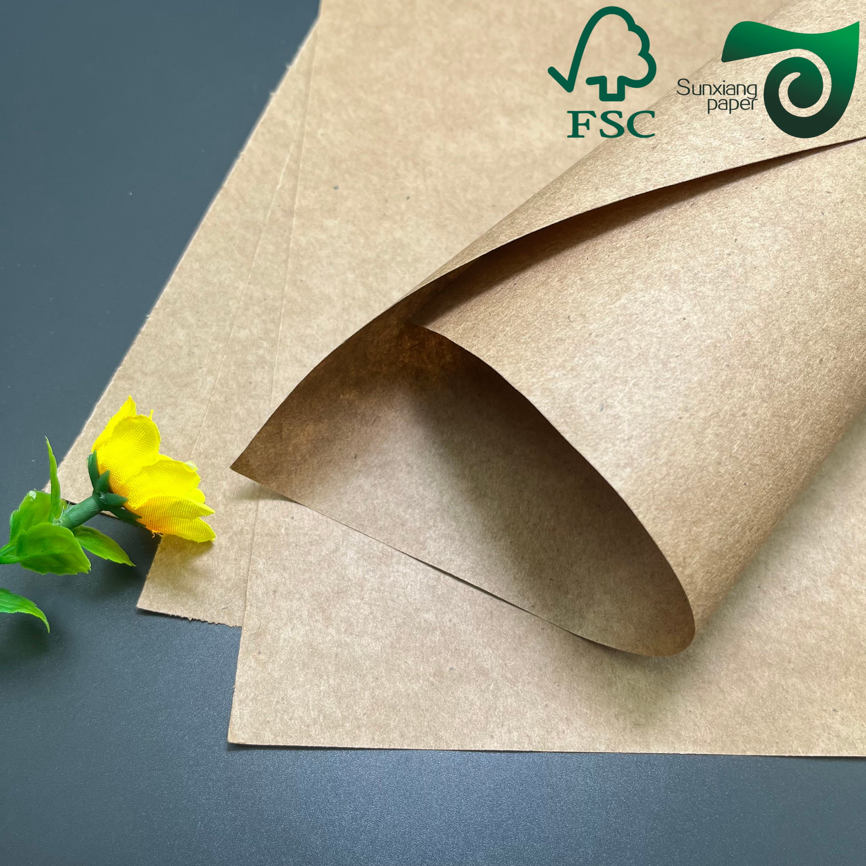 FSC 90gsm high strength brown food grade kraft paper, suitable for kraft paper bags and handbags