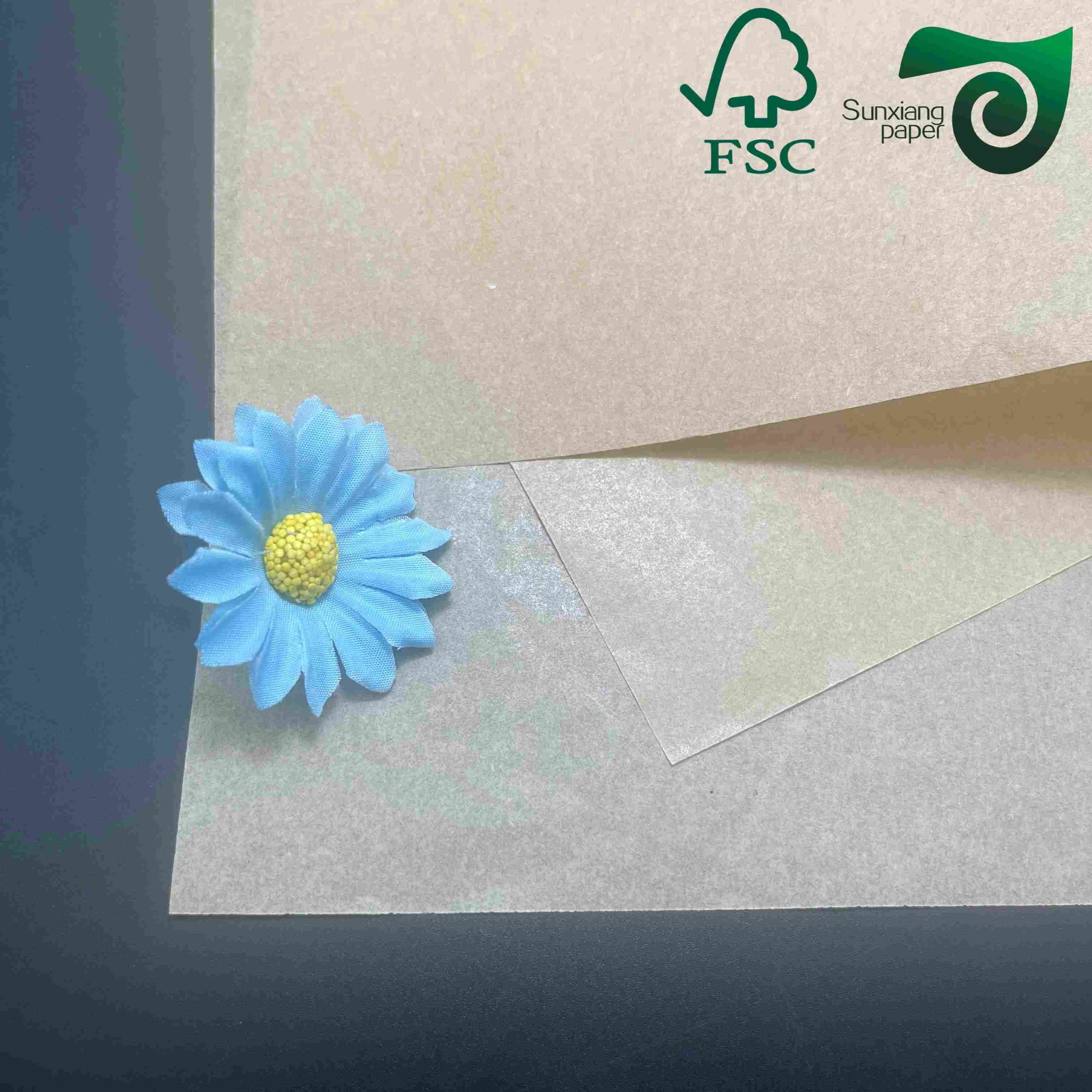 FSC 50gsm MG brown kraft paper food grade ideal for food wrapping and packaging eco friendly and suitable for food contact applications.