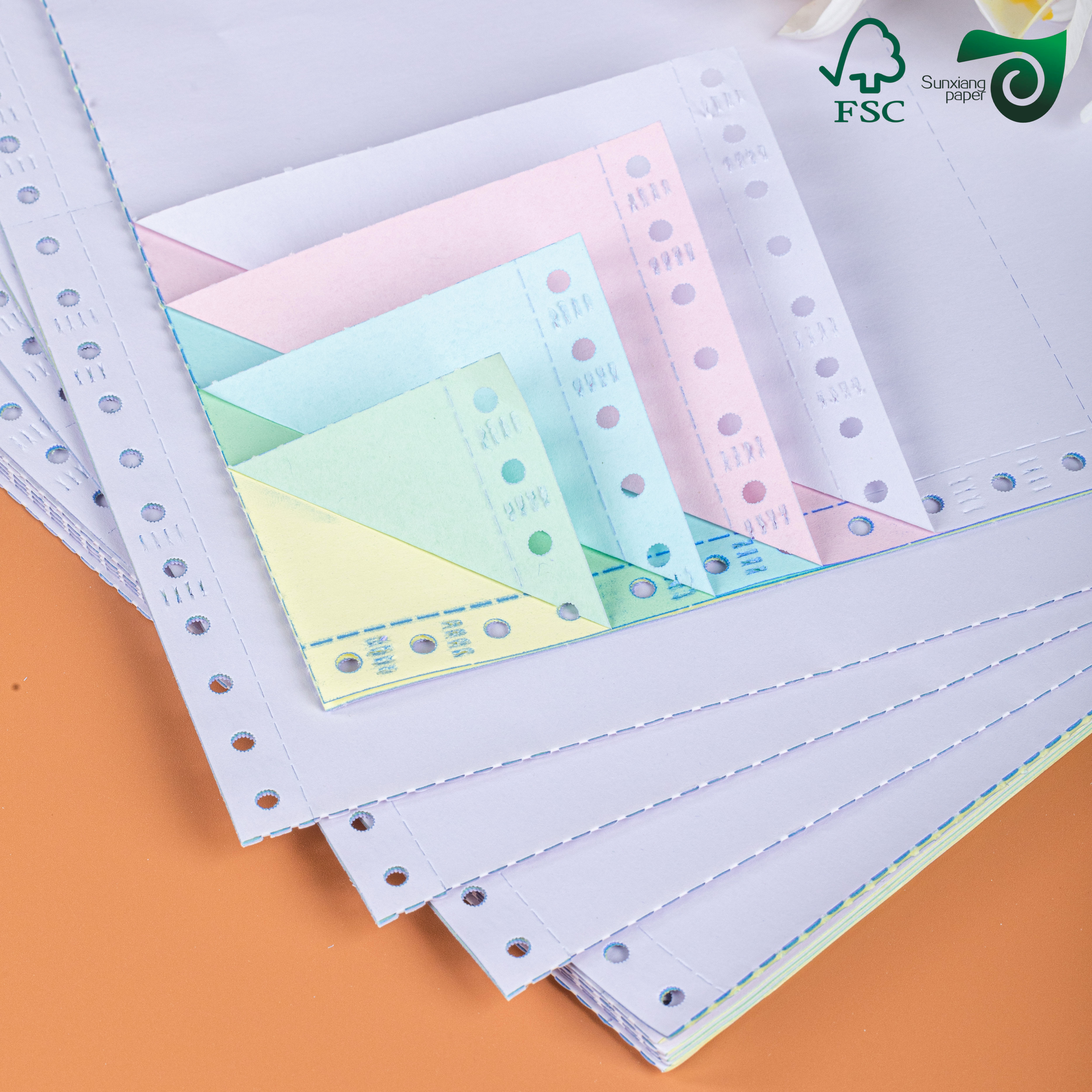 FSC 60gsm eco-friendly colorful carbonless copy paper, used for receipt and business form printing