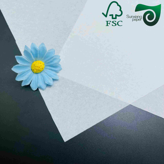 50gsm FSC certified food safe white kraft paper with 10g PE coating, ideal for premium food packaging