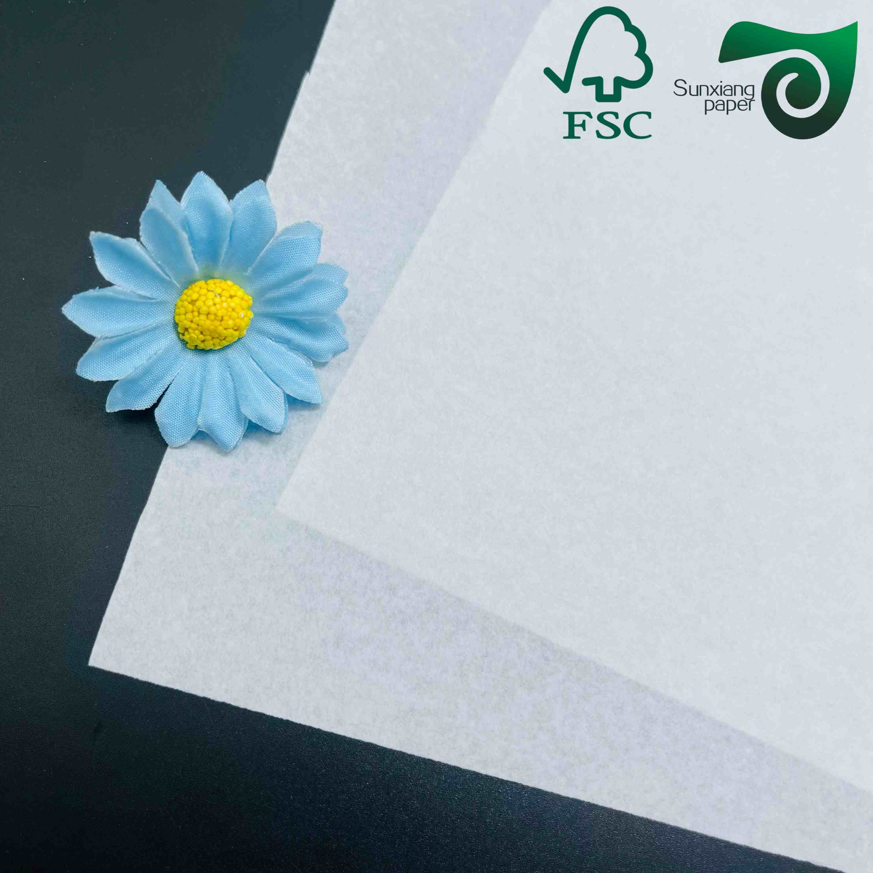 50gsm FSC certified food safe white kraft paper with 10g PE coating, ideal for premium food packaging